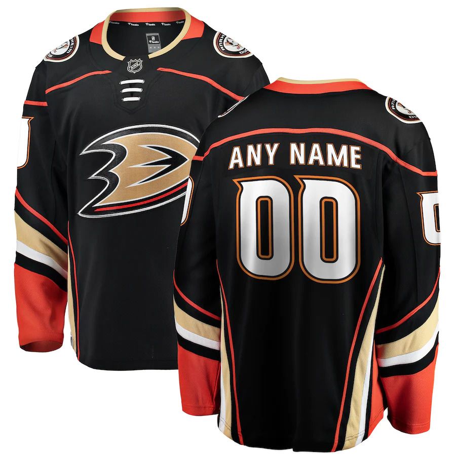 Men Anaheim Ducks Fanatics Branded Black Home Breakaway Custom NHL Jersey